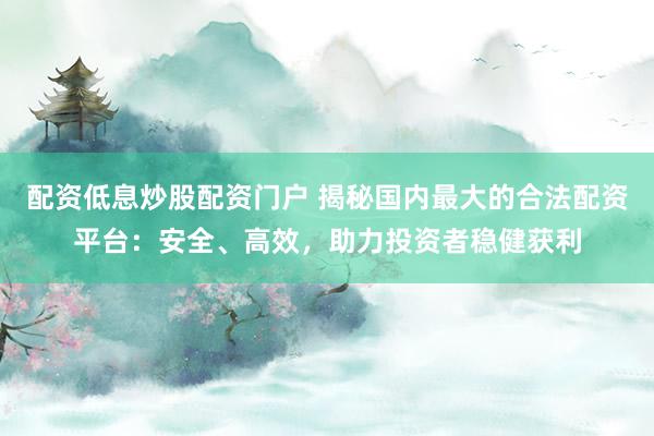 配资低息炒股配资门户 揭秘国内最大的合法配资平台：安全、高效，助力投资者稳健获利