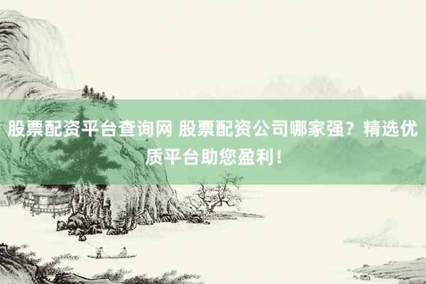 股票配资平台查询网 股票配资公司哪家强？精选优质平台助您盈利！