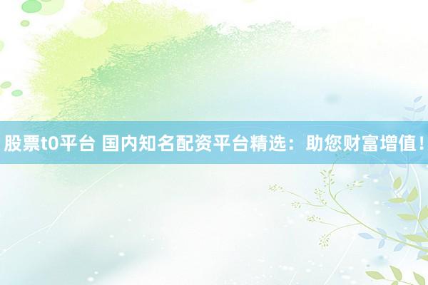 股票t0平台 国内知名配资平台精选：助您财富增值！