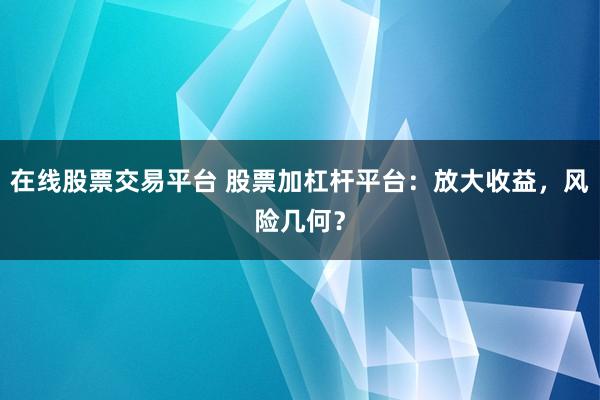在线股票交易平台 股票加杠杆平台：放大收益，风险几何？