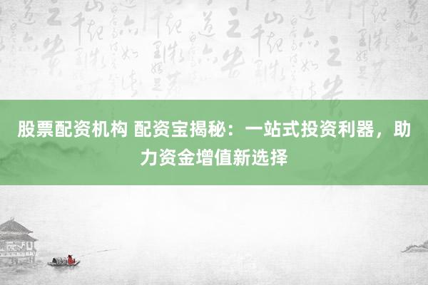 股票配资机构 配资宝揭秘：一站式投资利器，助力资金增值新选择