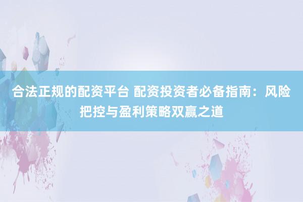 合法正规的配资平台 配资投资者必备指南：风险把控与盈利策略双赢之道