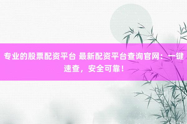 专业的股票配资平台 最新配资平台查询官网：一键速查，安全可靠！