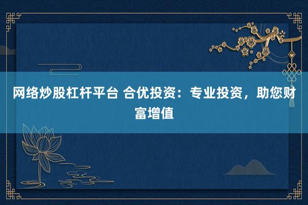 网络炒股杠杆平台 合优投资：专业投资，助您财富增值