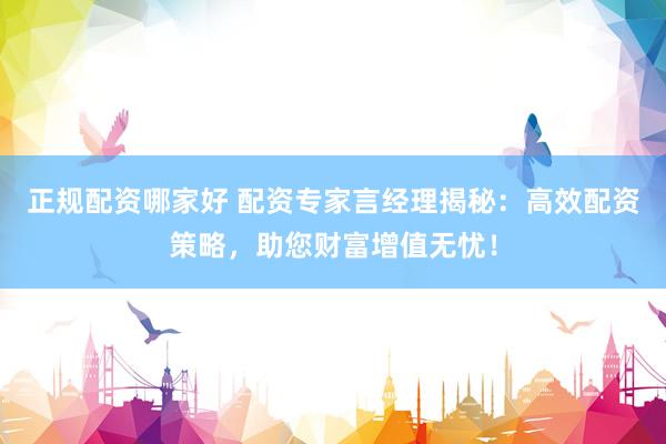 正规配资哪家好 配资专家言经理揭秘：高效配资策略，助您财富增值无忧！
