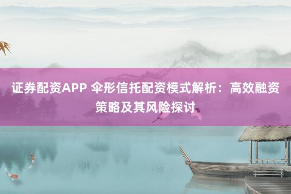 证券配资APP 伞形信托配资模式解析：高效融资策略及其风险探讨