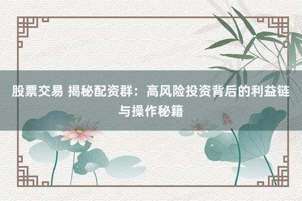 股票交易 揭秘配资群：高风险投资背后的利益链与操作秘籍