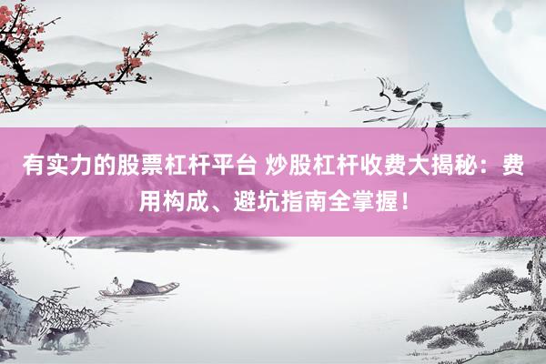 有实力的股票杠杆平台 炒股杠杆收费大揭秘：费用构成、避坑指南全掌握！