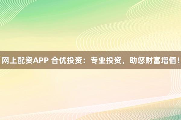 网上配资APP 合优投资:专业投资,助您财富增值!
