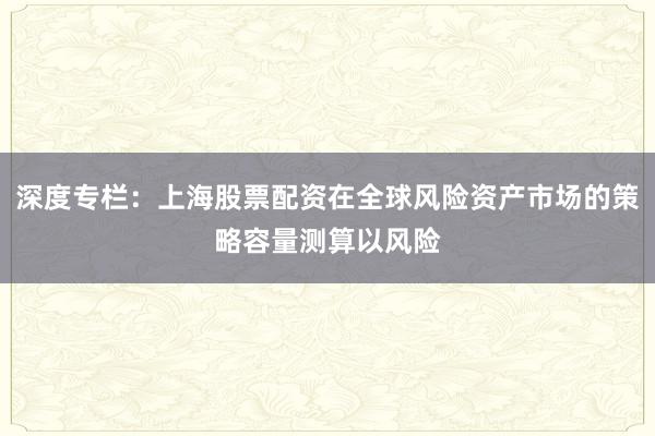 深度专栏：上海股票配资在全球风险资产市场的策略容量测算以风险
