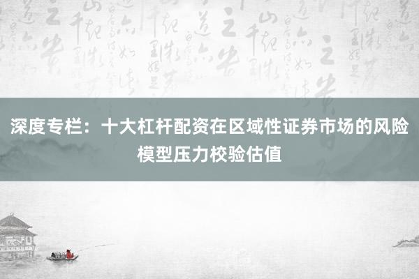 深度专栏:十大杠杆配资在区域性证券市场的风险模型压力校验估值